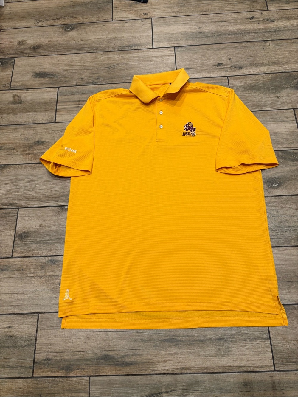 Vintage PING Golf ASU Sun Devils Polo Shirt Mens Large Gold Sparky Arizona State